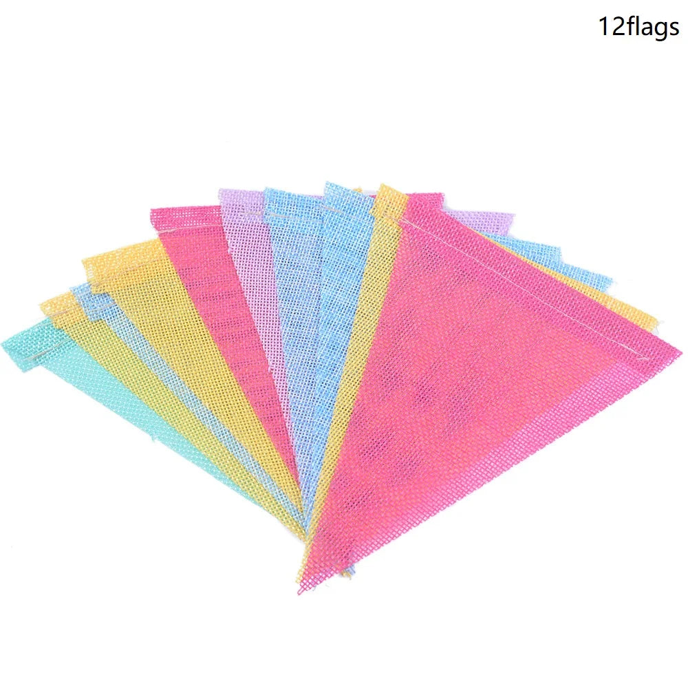 4M Colorful Jute Linen Flags Pennant Birthday Bunting Banners Wall Hanging Wedding Hanging Banner Party Garland for Home Deco