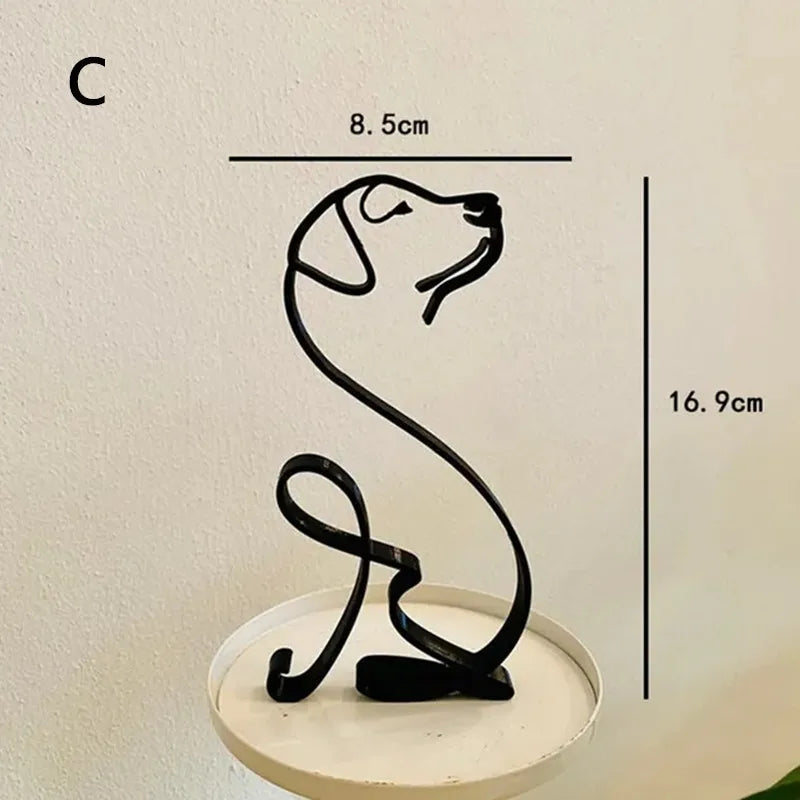 Creative Art Sculpture Metal Dog Abstract Minimalist Art Iron Figurines Office Desktop Accessories For Home Decoration Suppli