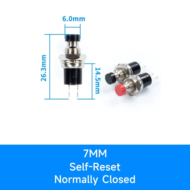 5mm 7mm 10mm PBS-110 PB05A small circular metal button switch with self resetting self-locking point action power switch