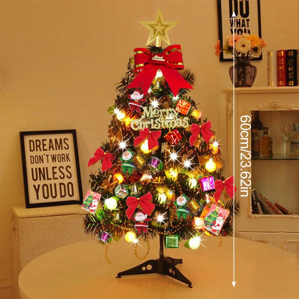 50cm Christmas Tree Set Christmas Decor With Lights Desktop Mini Christmas Tree Ornaments New Year Party Decoration Gift Navi
