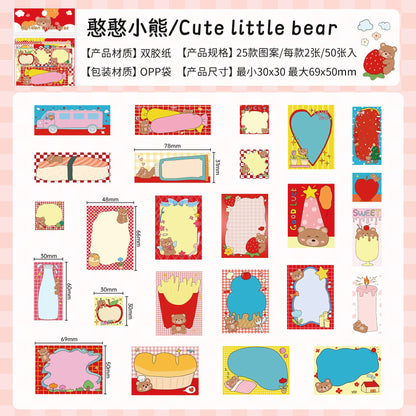 4 types 50 pcs Cute pet note series sticker Scrapbooking Material handmade Diary Album Junk Journal Supplies - B