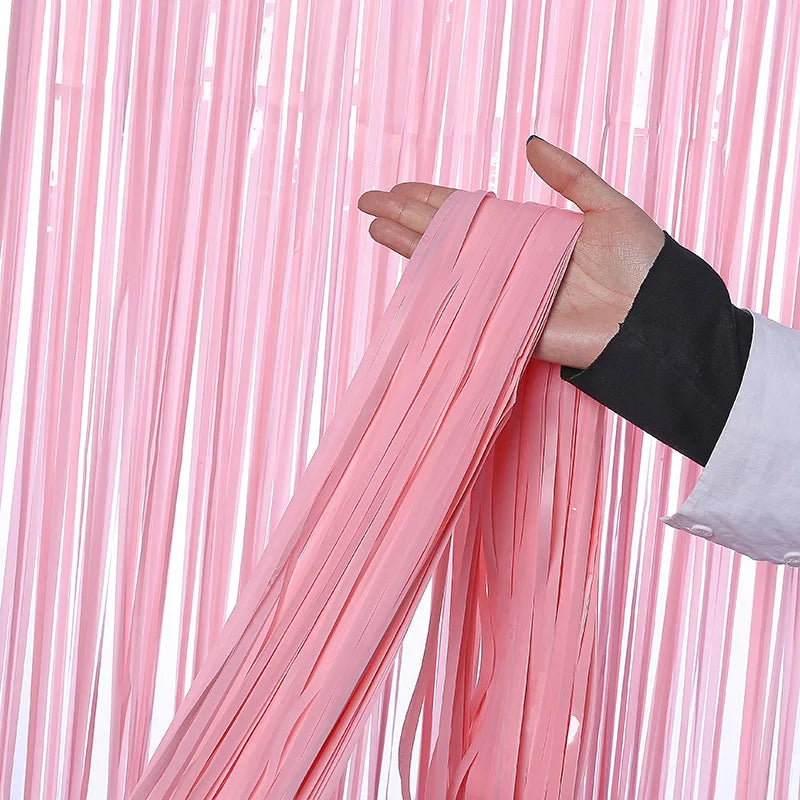Top Matte Birthday Party Decoration Backdrop Foil Tassel Fringe Curtain Kids Adult Photo Booth Baby Shower Wedding Matte Drap