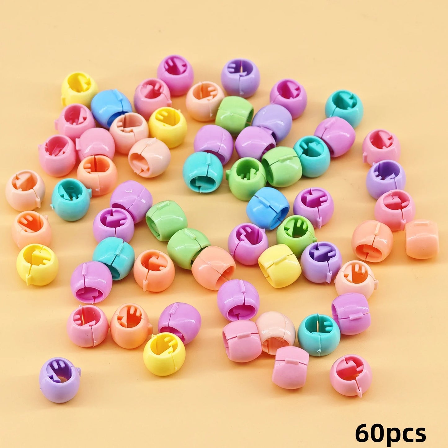 60pcs Hair Braids Beads Headwear Cute Candy Colors Plastic summer Hair Claw Clips Hair Accessories Loc Hair Jewelry for Braid