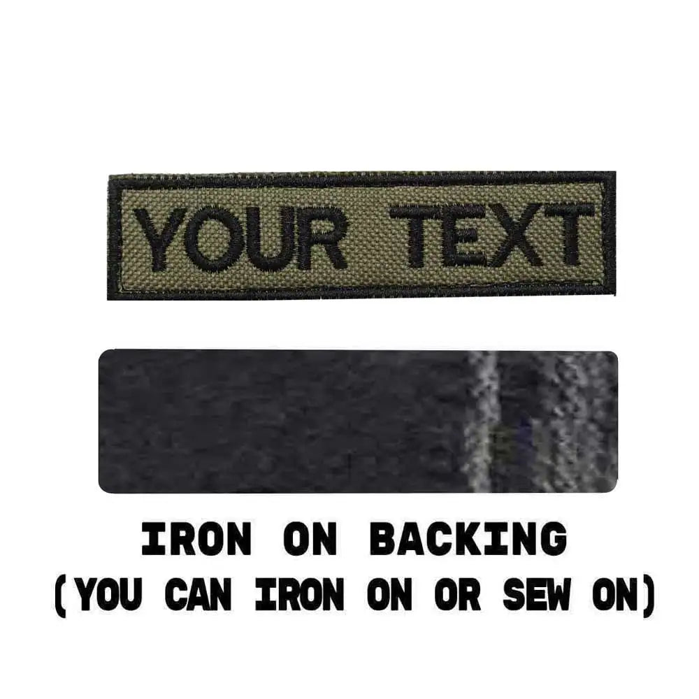 Customized name text embroidery patch, tactical name patch, back with hook or iron on - army green  Iron on