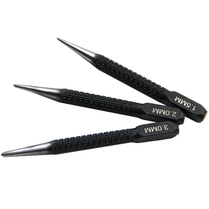 3PC Center Punch Positioning Punch Drilling Fixer Black Cylindrical Nail Punch Pin Tool Accessories