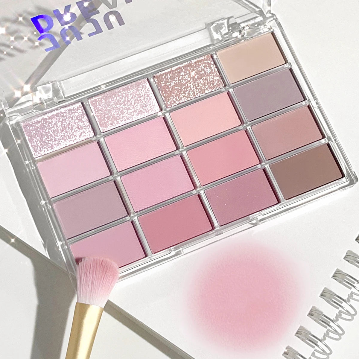 JUJU DREAM 16-Color Earth Tone Eyeshadow Matte & Shimmer Palette, Lying Silkworm Brightener for Soft Daily Makeup - 01