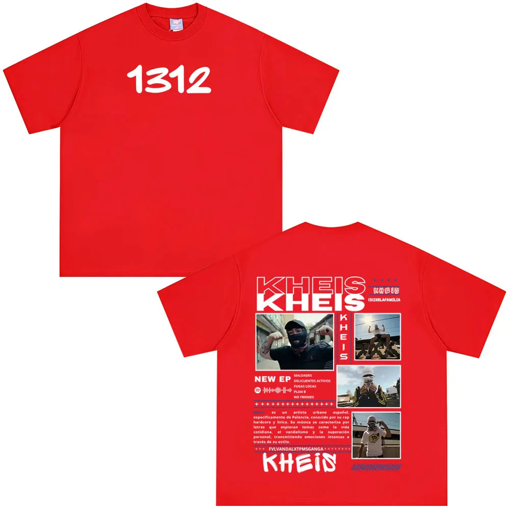 Rapper KHEIS Album Tour Graphics T-shirt Men Women Fashion Hip-hop T-shirts Short-sleeved Loose Casual Cotton Comfort T-shirt