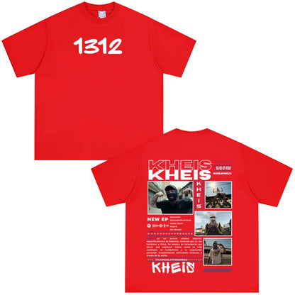 Rapper KHEIS Album Tour Graphics T-shirt Men Women Fashion Hip-hop T-shirts Short-sleeved Loose Casual Cotton Comfort T-shirt