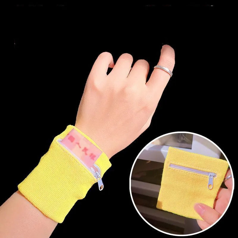 Sports Wristband with Zipper Pouch Running Sports Arm Band Bag For MP3 Key Card Storage Bag Basketball Sweatbands Wristband B