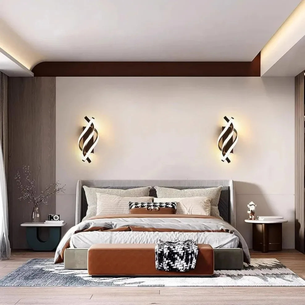 Modern 3 colors LED Wall Lamp Minimalist Black White Line Decor Lights For Bedroom Bedside Backwall Stairway Aisle Illuminati