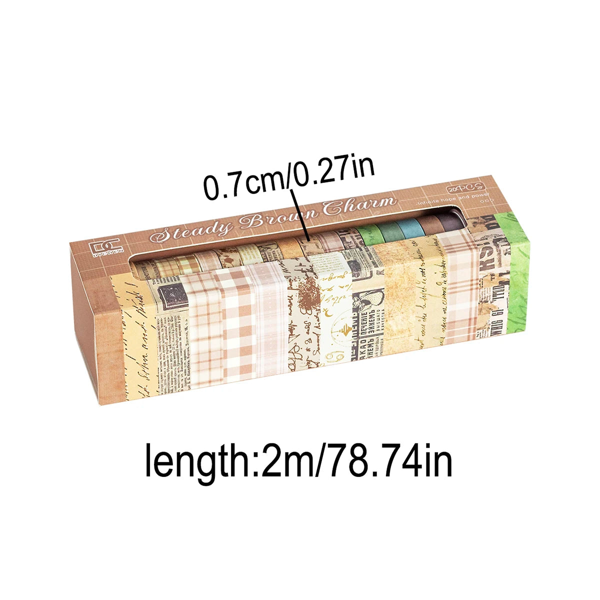 Washi Tape Set, 20 Vintage Striped Washi Tapes, Decorative Tape for Scrapbooking, Journal Decoration, Gift Wrapping, DIY Craf