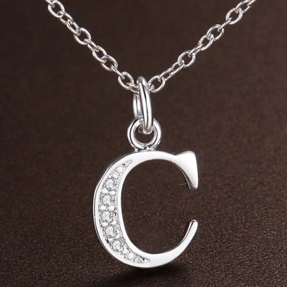 26 Letters 925 Sterling Silver Necklace Pendant Zircon For Women Exquisite Student Girlfriend Jewelry Accessories Wedding Gif