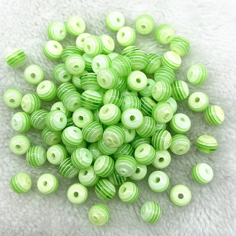 6mm 8mm Round Transparency Resin Beads Stripe Spacer Beads for Jewelry Making Children Handcraft Department DIY Accessories -