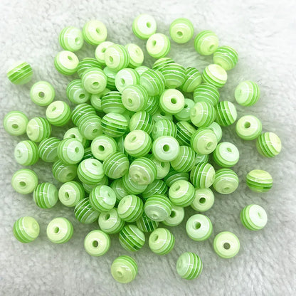 6mm 8mm Round Transparency Resin Beads Stripe Spacer Beads for Jewelry Making Children Handcraft Department DIY Accessories -