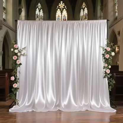 Satin Backdrop Curtain,with Rod Pocket for Wedding,Birthday,Baby Shower,Photography,Graduation Party Backdrop Drapes,1 Panel