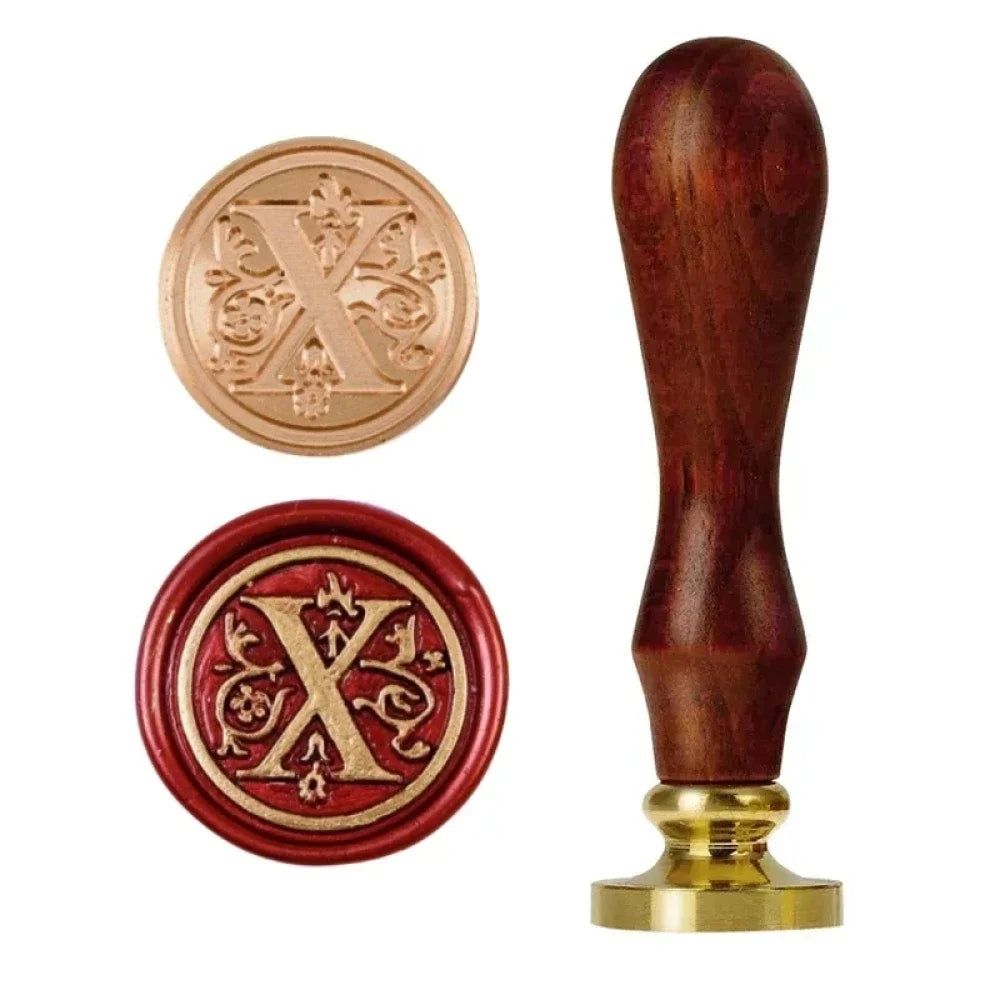 1set 26 Letter A-Z Wax Seal Stamp with wooden handle, Wax Seal Paint Copper Head for Envelope Gift Invitation Card Sticker - 