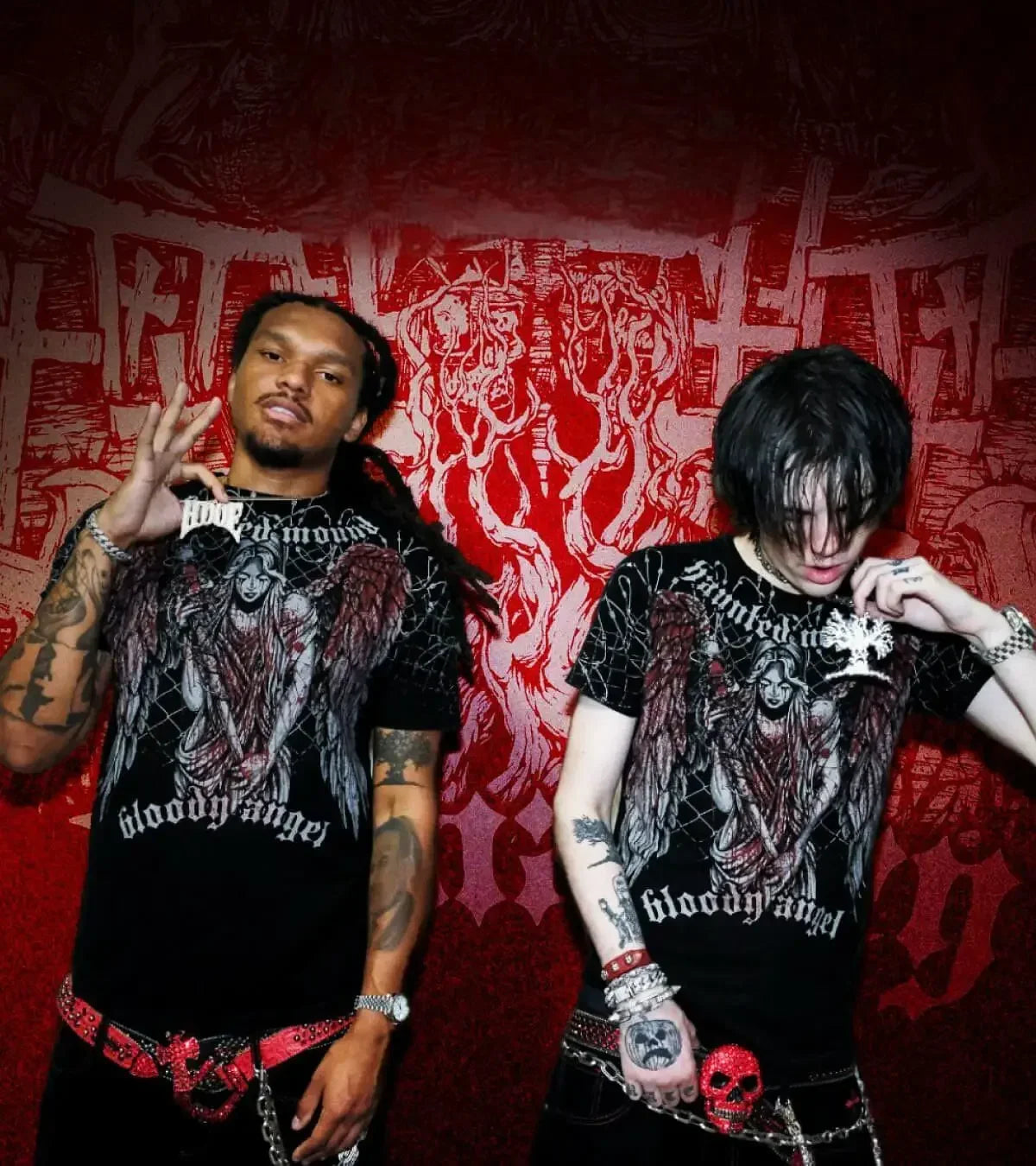 American Goth Haunted Mound Graphic T-shirt Printed Men Women Y2K Grunge Summer Short-sleeved Oversized T-shirt Streetwear To