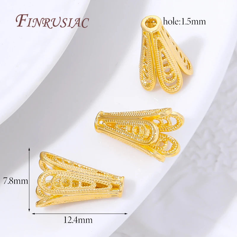 18K Gold Plated Brass Bead Caps,Tassel End Caps For Jewelry Making Findings,DIY Necklaces&Bracelets Accessories