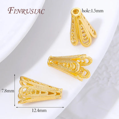 18K Gold Plated Brass Bead Caps,Tassel End Caps For Jewelry Making Findings,DIY Necklaces&Bracelets Accessories