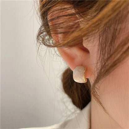 Trend Chic Enamel C-shaped Women's Stud Earrings Red Green Pink Color Small Earrings for Girls aretes de mujer 2025 new in