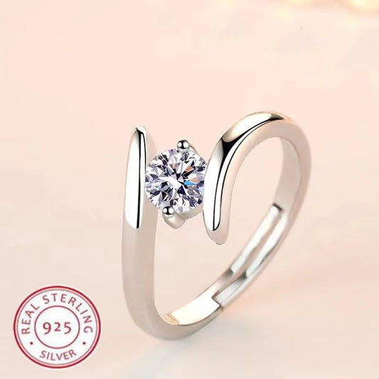 925 Sterling Silver Ring Simple Generous Zircon luxury For Women Rings Wedding Fine Jewelry Accessories Party Gift