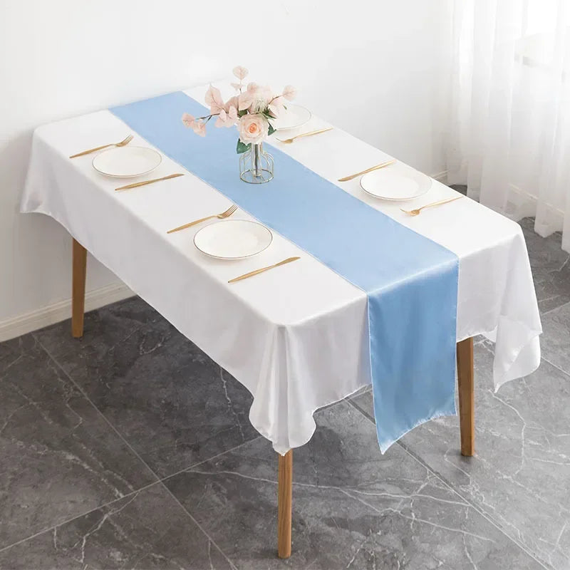 Satin Table Runner Wedding Decoration For Modern Birthday Party Hotel Show Banquet Luxury Design Nice Pattern Wholesale - Sky