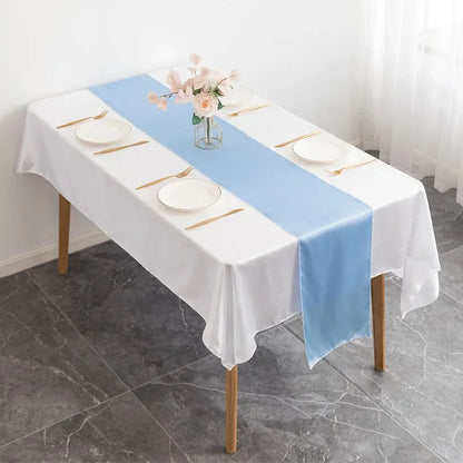 Satin Table Runner Wedding Decoration For Modern Birthday Party Hotel Show Banquet Luxury Design Nice Pattern Wholesale - Sky