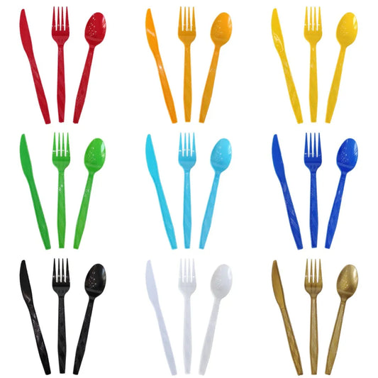 Disposable Knife Fork Spoon Cutlery Set Pink Blue Disposable Tableware Birthday Party Decorations Wedding Baby Shower Supplie