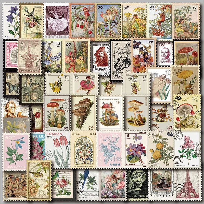 10/30/50PCS Vintage Aesthetic Stickers Series Rural Life Graffiti Children's Toys DIY Notebook Phone iPad Decoration - H-A595