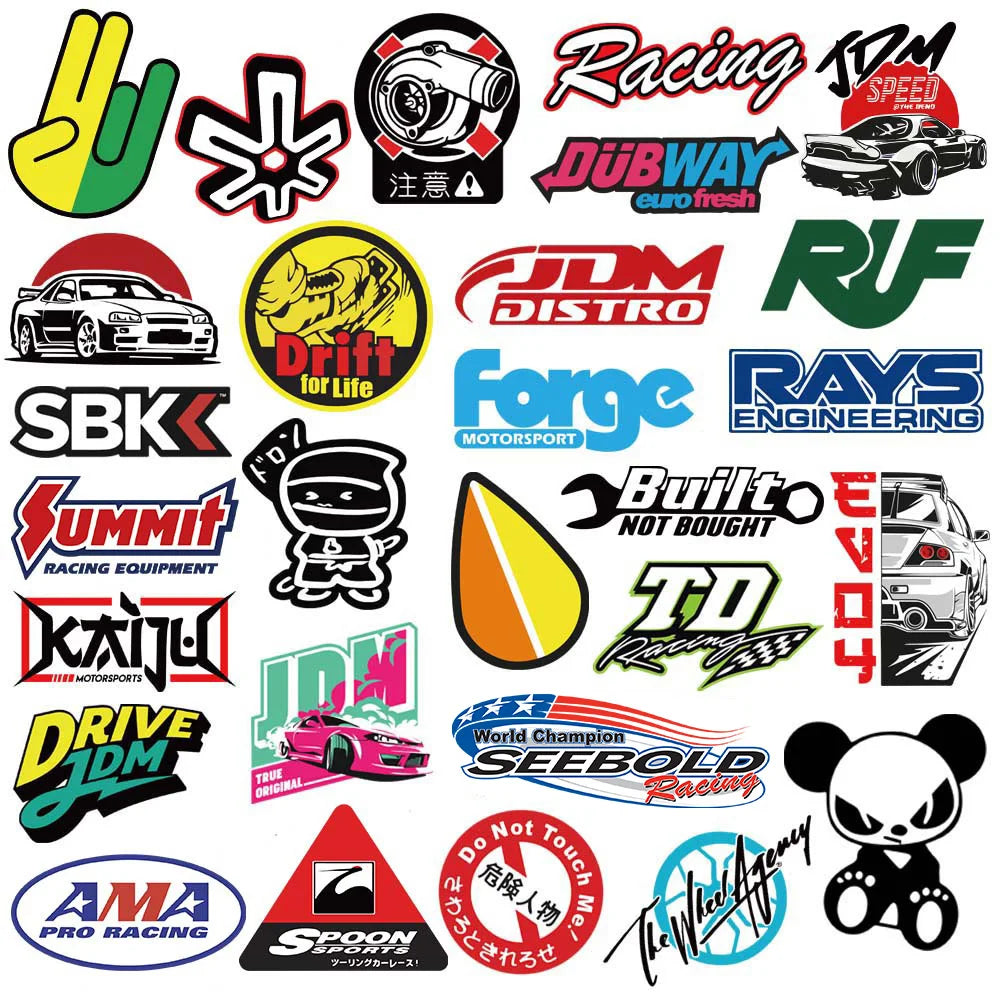 10/20/50/100pcs Cool JDM Stickers Auto Car Modify Motorcycle Scooter Bike Skateboard Laptop Graffiti Vinyl Decals Sticker Bom