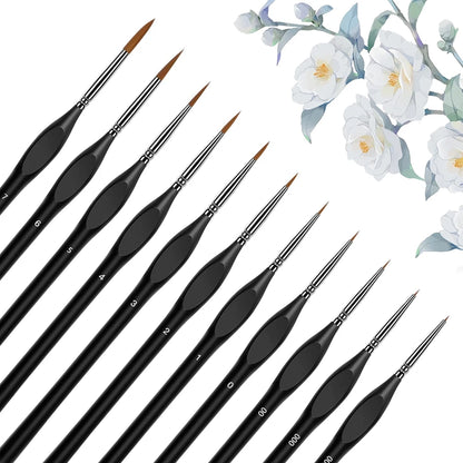 10/11pcs Miniature Paint Brushes, Detail Tip Paint Brushes Set With Ergonomic Handle - Suitable For Acrylic Painting, Oil, Wa