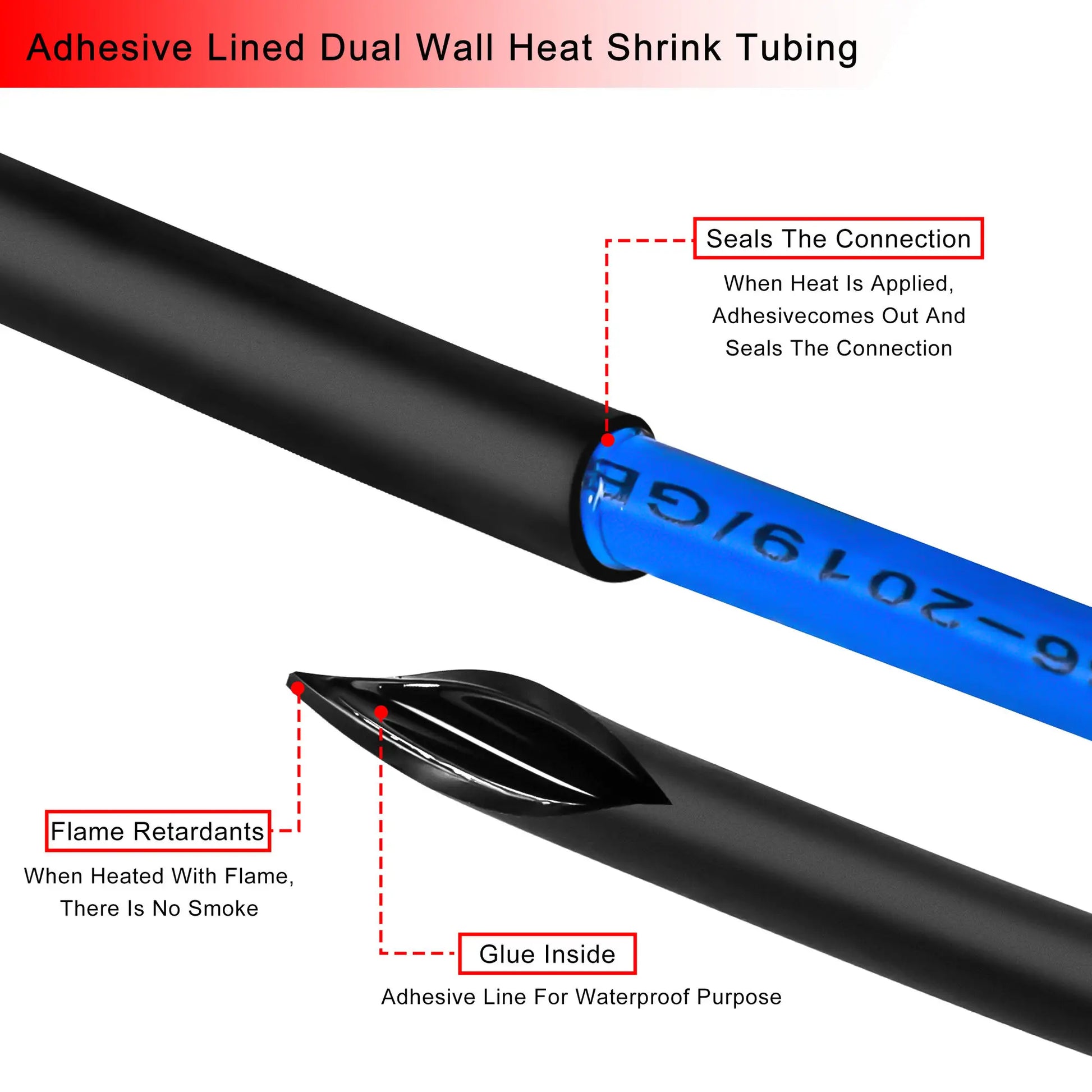 5M 4:1 Heat Shrink Tube With Glue Thermoretractile Shrinkable Tubing Dual Wall 4 6 8 12 16 18 20mm