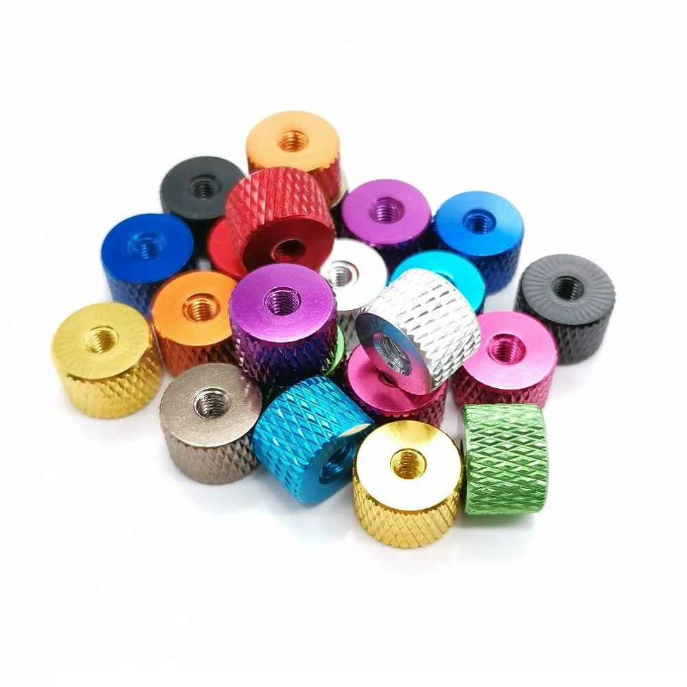 10pcs M3 M4 Aluminum Thumb Nut Knurled Hand Round Nuts Anodized 11 Colors
