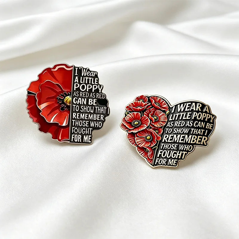 Creative Red Friday Brooch Memorial Day Badges Remembrance Day Patriotic Fashion Clothes Pins Backpack Decoration Jewelry Gif