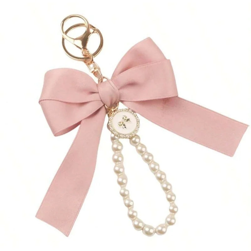 Keychain with Bow, Large Bow Tie, Carrying Bag for Hanging, Ornament, Bag Decorations, DIY Headphone Case, Accessories