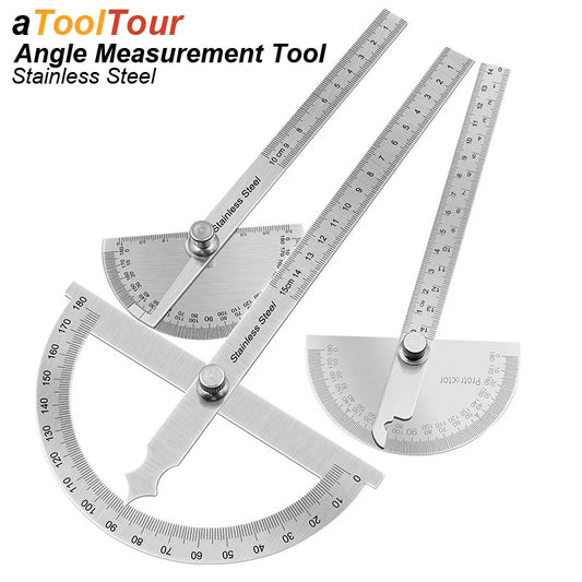 Angle Meter Measure Protractor Ruler Metal Finder 180 Degree Guage Goniometer Stainless Steel Woodworking Wood Measurement To