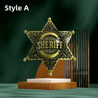 Vintage Western 1pc Metal Sheriff Badge|Premium Metallic Finish | Ideal for Themed Parties,Festivals & Cowboy Outfit Accessor
