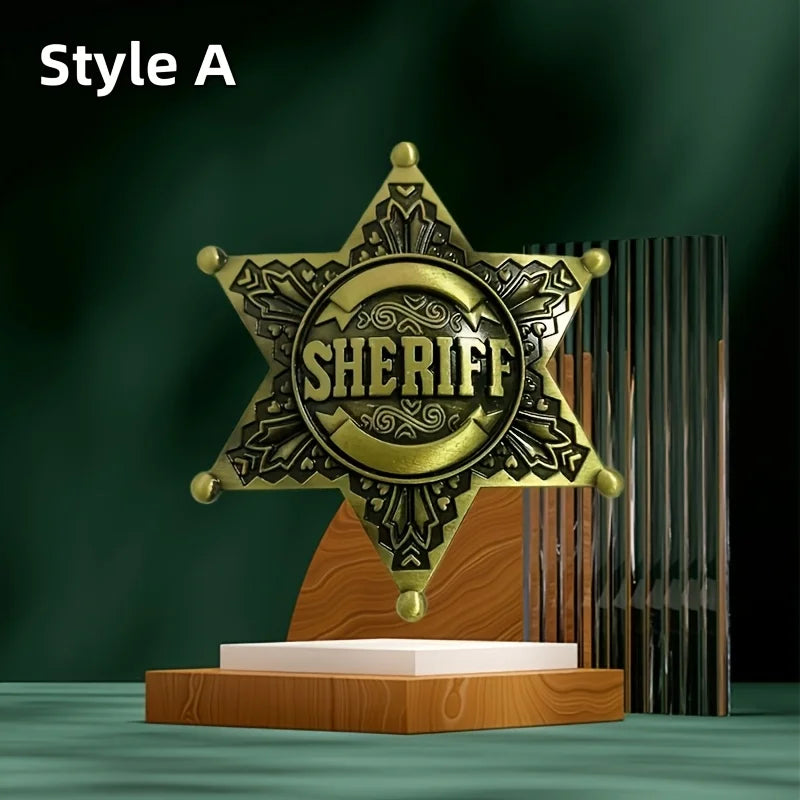 Vintage Western 1pc Metal Sheriff Badge|Premium Metallic Finish | Ideal for Themed Parties,Festivals & Cowboy Outfit Accessor