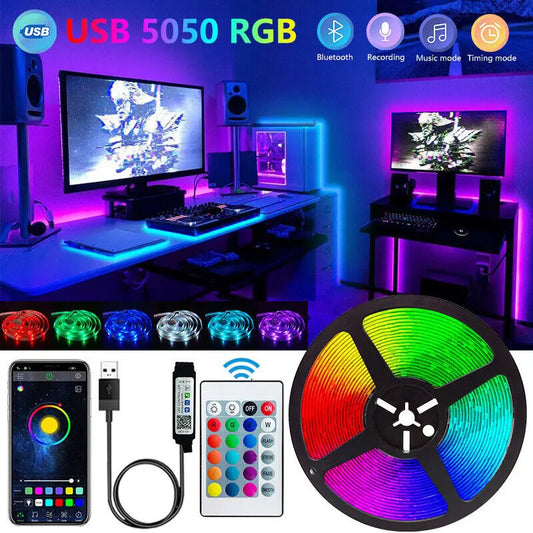 Bluetooth LED Strip Lights Smart SMD 5050 APP Remote Control Flexible Ribbon Diode Lamp Tape TV Backlights Game Room Home Dec
