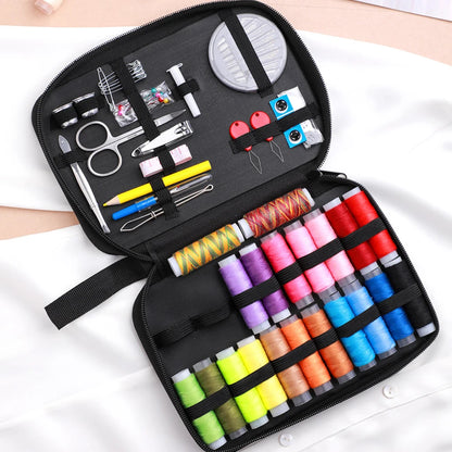Sewing Kit Complete Set with Threads Needles Scissors Tape Measure Buttons and More for DIY Handcraft Projects Home and Trave