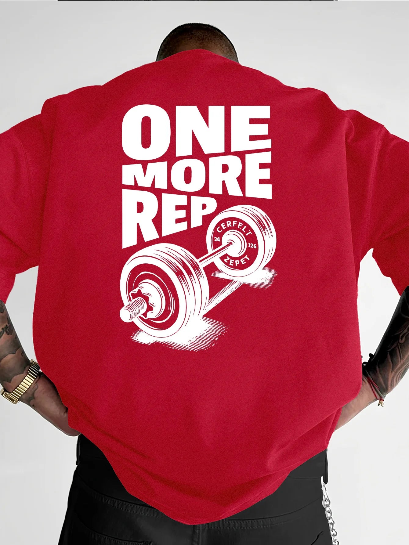 Men's T-Shirt Vintage Funny Gym Workout ONE MORE REP Weightlifting Women Streetwear Cotton Oversized Tees Short Sleeve Loose 