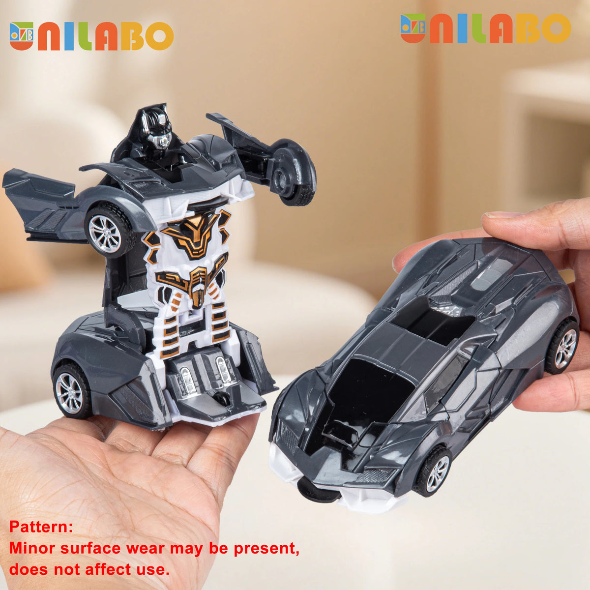 Transformable Robot Sports Car Toys, No Batteries, Educational Kids Gift, Colorful Model Vehicle for Play Learning - DARK GRA