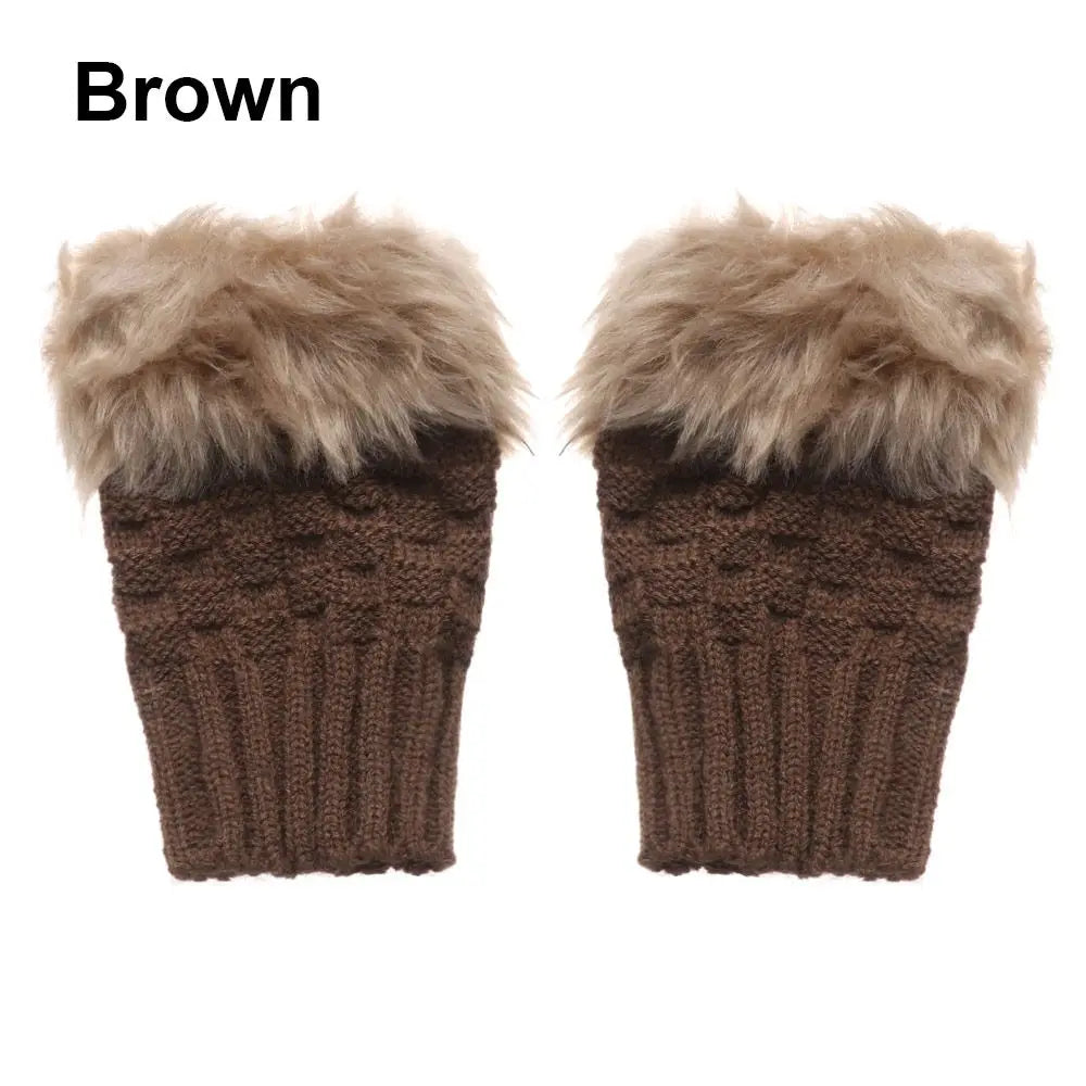 Rabbits Knitted Gloves, Faux Rabbit Hair Mittens, Warm Fingerless Gloves for Winter, Cozy Texting Gloves, Stylish Outdoor Han