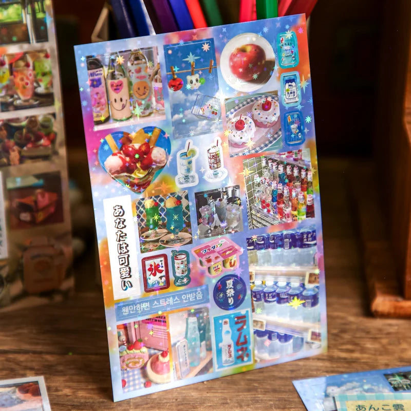 30sheets Showa Fantasy Series Kawaii Flash Die Cut Sticker Book DIY Junk Journal Diary Scrapbooking Material Stationery Stick