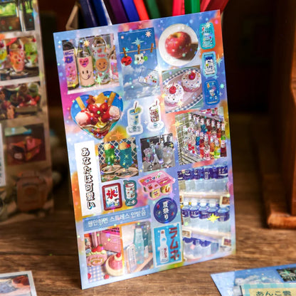 30sheets Showa Fantasy Series Kawaii Flash Die Cut Sticker Book DIY Junk Journal Diary Scrapbooking Material Stationery Stick