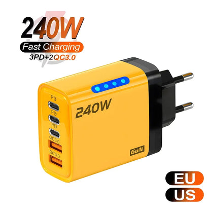 5 Ports USB C PD Charger Quick Charge 3.0 Type C USB Phone Chargers Fast Charging Adapter For iPhone 16 15 Samsung Xiaomi Hua