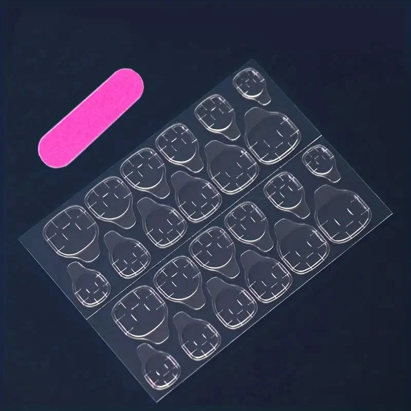 96pcs Almond Shaped Press on Nails, Medium Length, Glossy Finish, Pink & White Gradient, French Stripe Design, Fashionable & 