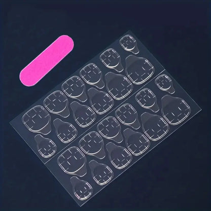 96pcs Almond Shaped Press on Nails, Medium Length, Glossy Finish, Pink & White Gradient, French Stripe Design, Fashionable & 