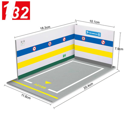Diorama 1 32 Model Parking Space Diecast Car Miniature Cars Alloy Model PVC Board Scene Garage Background Wall DIY Ornament -