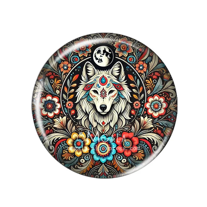 Folk Art Animals with Flower 10pcs Mixed 12mm/14mm/18mm/20mm/25mm/30mm Round photo glass cabochon demo flat back Making findi